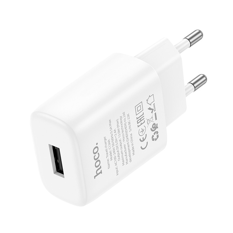 МЗП Hoco C134A Solid single port charger(EU) White