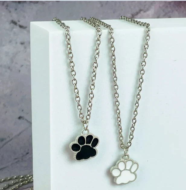 Парні ланцюжки з кулонами лапки для друзів подруг закоханих сріблястий Fashion Jewerly, фото 1
