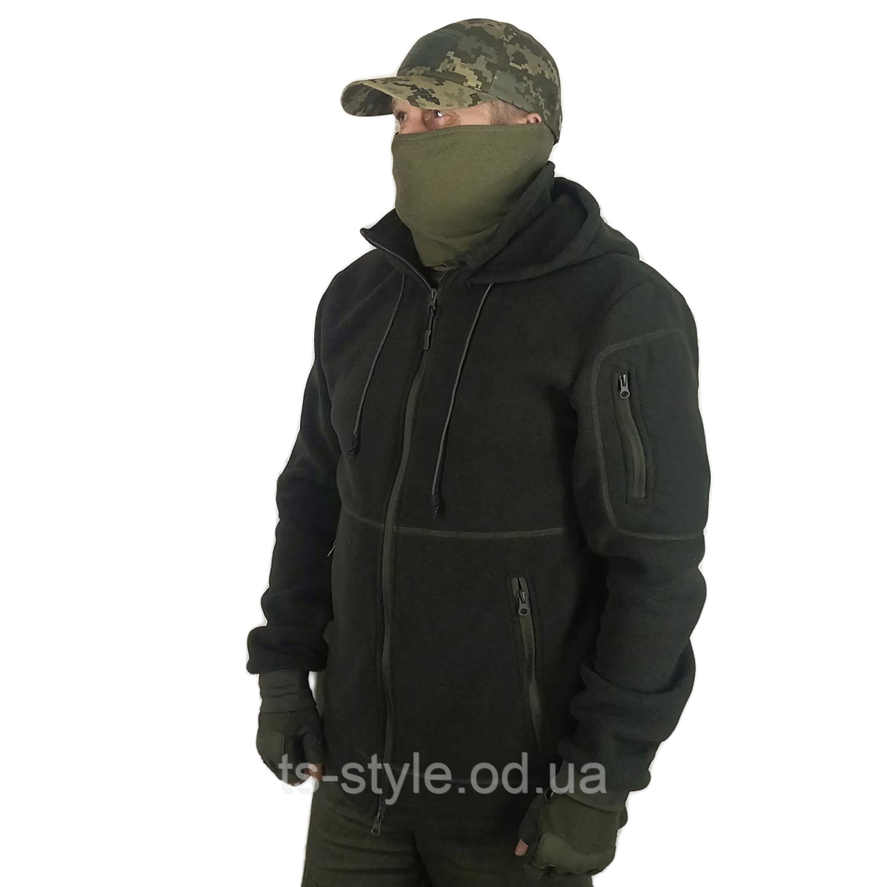Парка тактична з капюшоном флісова 260 темна олива, фото 1