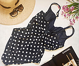 Суцільний пляжний купальник у горошок на тонких бретельках, фото 3