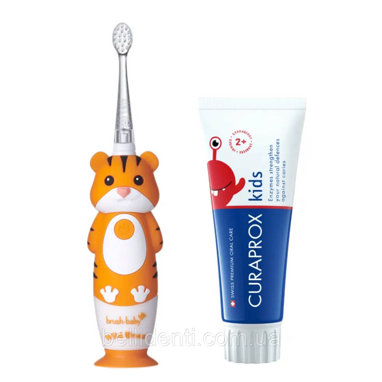 Набір Brush-Baby WildOnes Sonic Curaprox від 2 до 6 років (щітка тигреня Toby + паста 60 мл з фтором)
