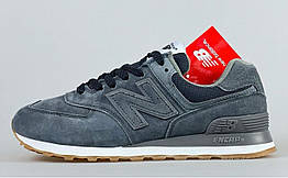 Чоловічі кросівки демісезон New Balance 574 замша темно-сірі р 41,43,44