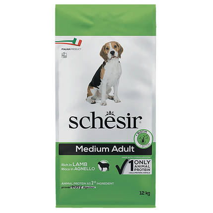 Schesir Dog Medium Adult Lamb сухий корм для собак середніх порід ягня 12 кг, фото 1
