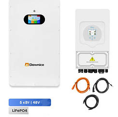Комплект резервного живлення: гібридний інвертор Deye 5kW SUN-5K-SG03LP1-EU  LiFePO4  Dawnice 48 В\ 5,12 кВт