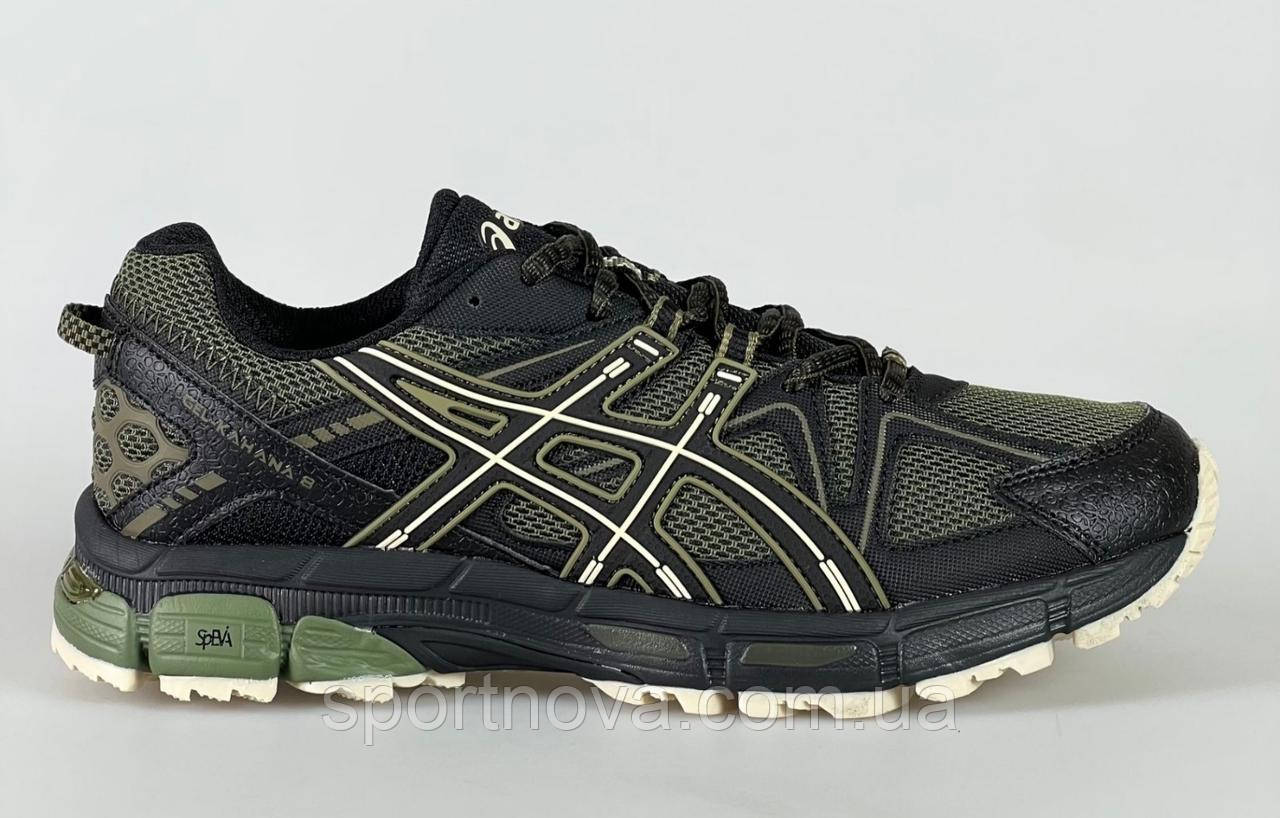 Чоловічі кросівки демісезон Asics Gel-Kahana шкіряні/текстиль чорні із зеленим р 45,46