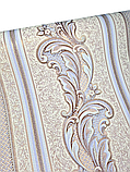 Шпалери вінілові на флізеліновій основі 10,05 × 1,06 м 3664-06, бежеві з блакитним орнаментом для спальні, вітальні, коридору, фото 3