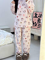 Підліткова тепла зимова піжама для дівчинки Hello Kitty 165-170см рожева (10407)