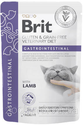101114/6686 Brit Veterinary Diet Cat GF Gastrointestinal пауч з ягням, 12 шт.