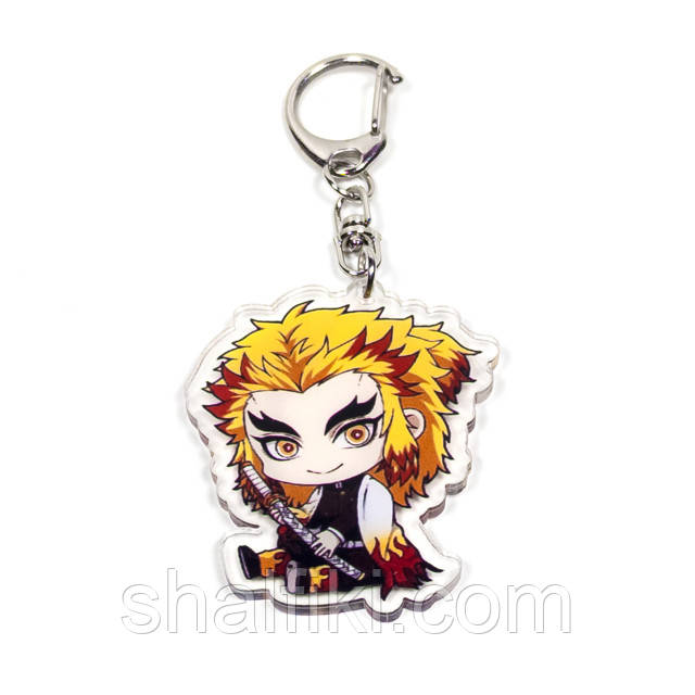 "Кьоджуро Ренгоку (Клинок, який знищує демонів)" брелок акриловий двосторонній з уф-друком, фото 1