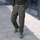 Однотонні теплі штани Pobedov Fight у кольорі хакі, фото 2