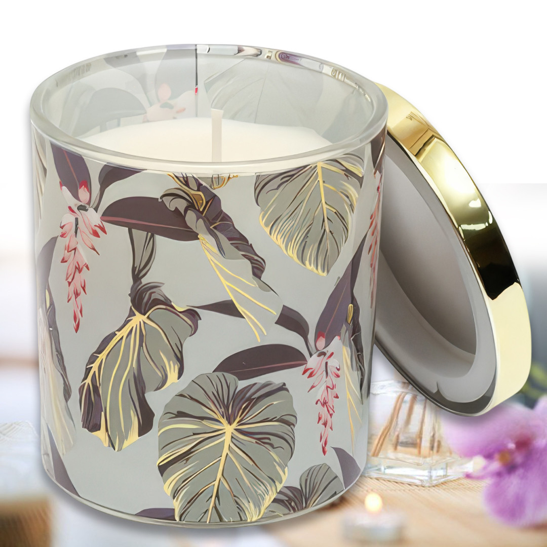 Свічка ароматична в скляній склянці з кришкою 8х9 см Home Fragrance AXW2015, фото 1