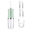 Іригатор для чищення зубів та порожнини рота Oral Irrigator з акумулятором та змінними насадками. Колір: зелений, фото 4
