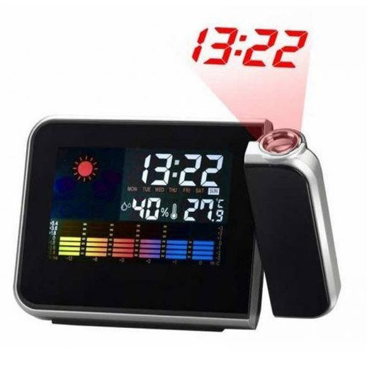 Годинник метеостанція DS-8190 2573 з проектором часу + календар з термометром, фото 1