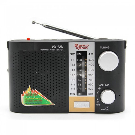 Радіоприймач переносний GOLON RX F12 AM/FM/SW, Радіоприймач am fm, Радіо переносне фм. Колір: чорний, фото 1