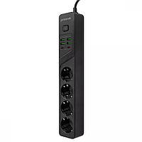 Мережевий подовжувач фільтр Proove Power Socket P-04 4*Рожетки 4*USB 2*Type-C 2 м 2500 W Black