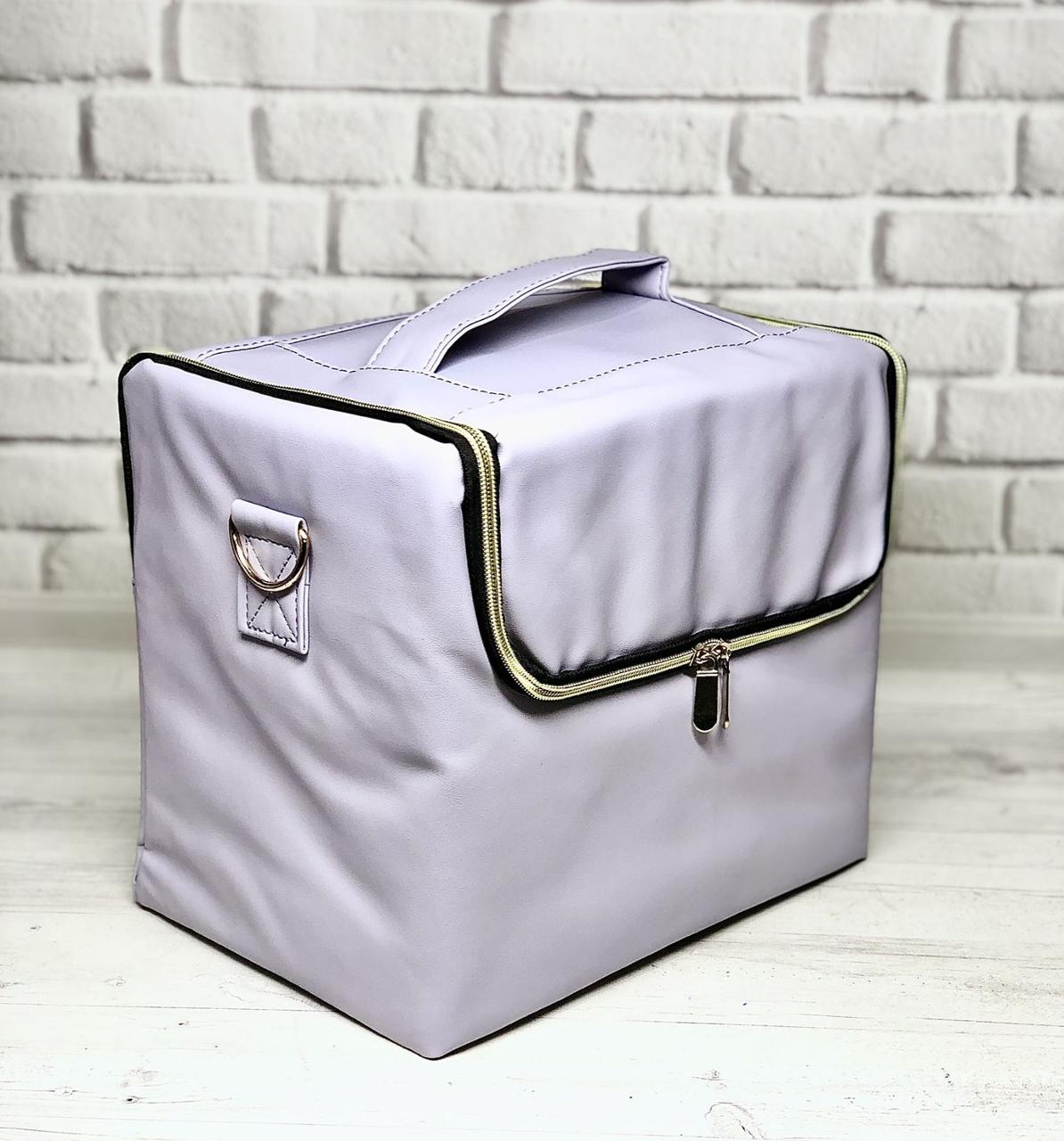 Б'юті-кейс білий для майстра, екошкіра, з висувними поличками, водонепроникний, Ч02617, фото 1