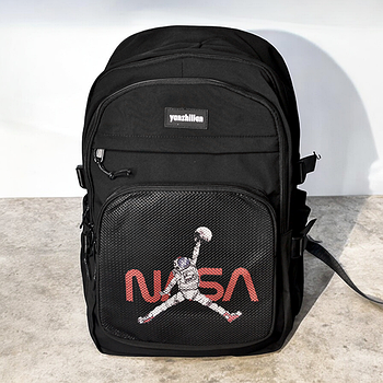 Рюкзак чорний міський спортивний тканинний 45*30 см з накладною кишенею Luna