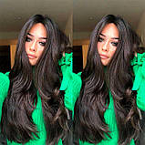 Перука хвиляста без чубчика з проділом 65 см Брюнетка, фото 6