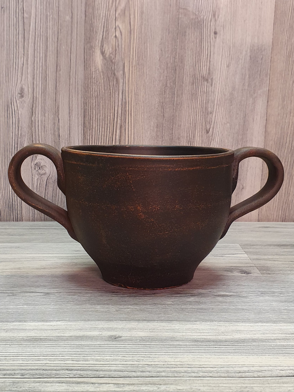 Бульйонниця з двома ручками: тарілка для супу, борщу, перших страв, глиняна (із червоної глини)