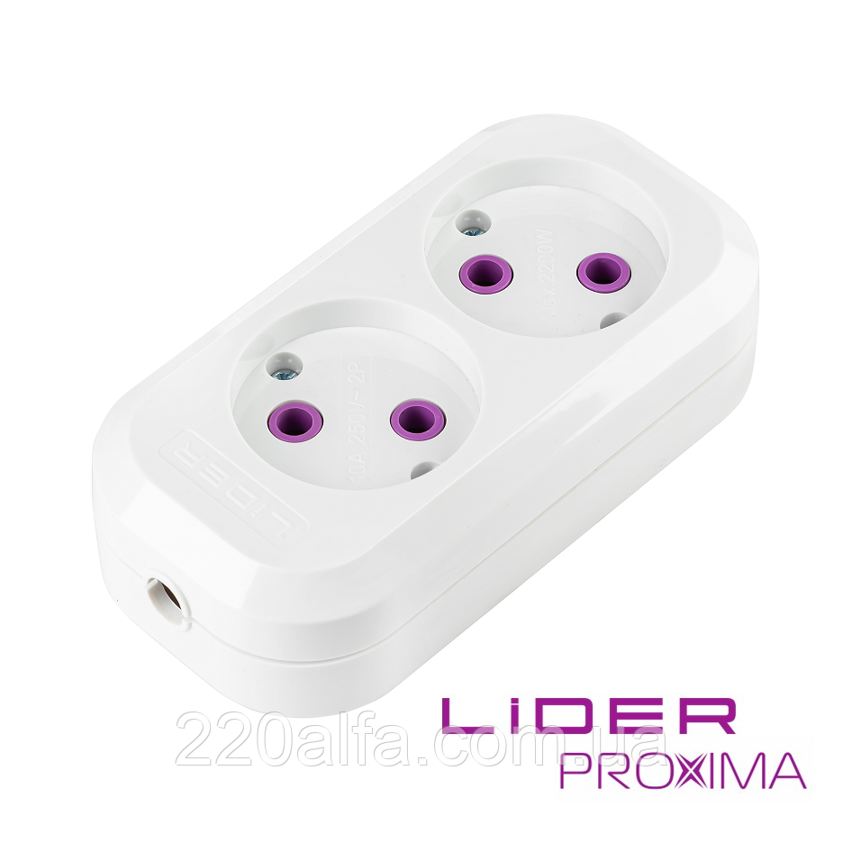 Розетка переносна 2х-місна LRP16-210 PROXIMA ТМ "LIDER"