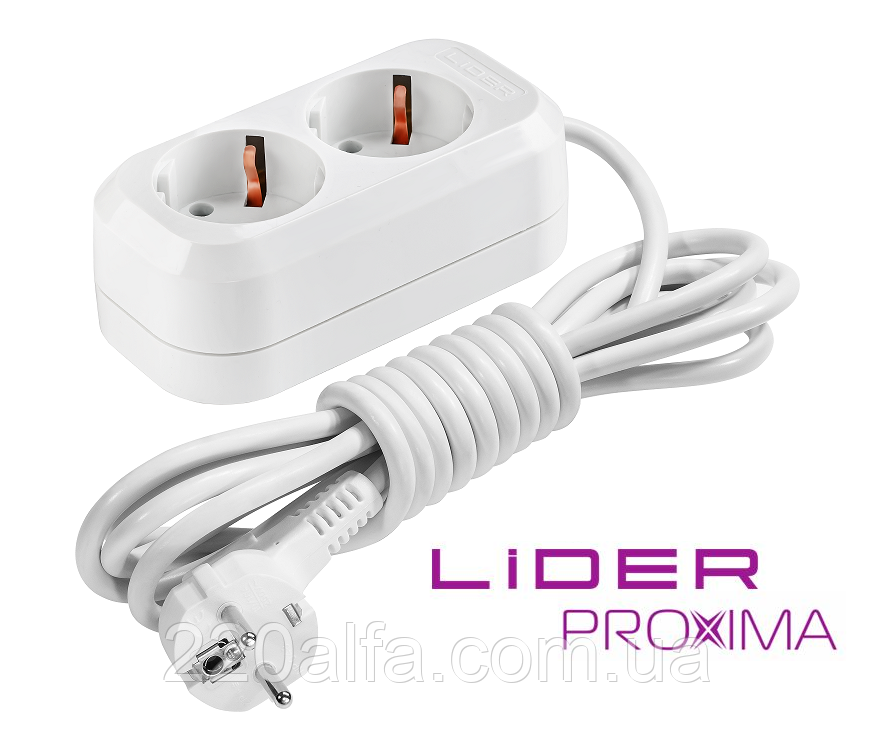 Подовжувач 2г 2м з заземленням LP16-232 PROXIMA ТМ "LIDER"