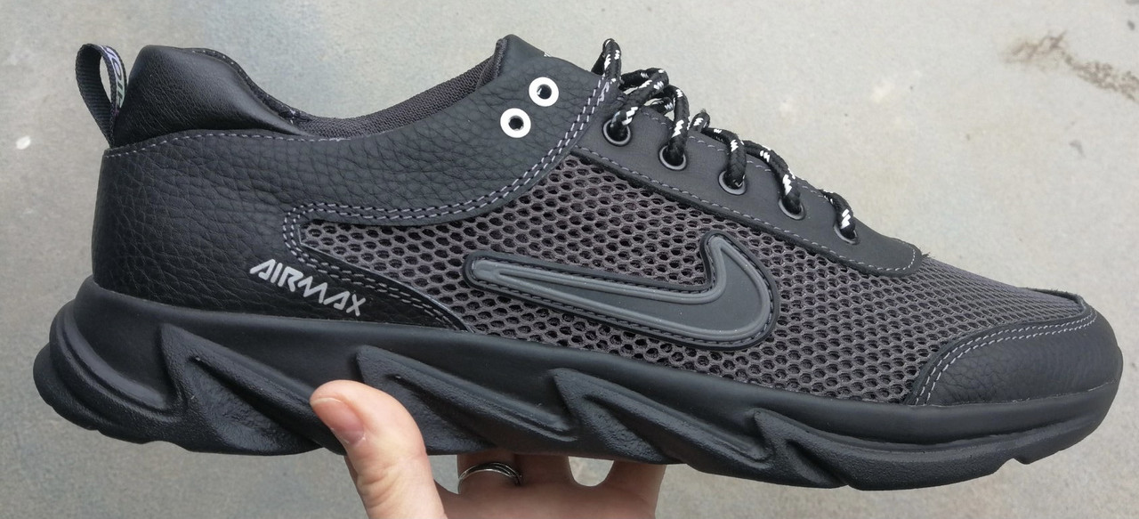 Nike кросівки шкіряні з сіткою великого розміру, гіганти, велетні, big foot для чоловіків літні 46 разм