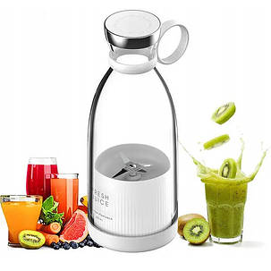Портативний фітнес-блендер у вигляді пляшки на 420мл Juicer YC-02 міксер для смузі та коктейлів. IS-192 Колір: білий, фото 2