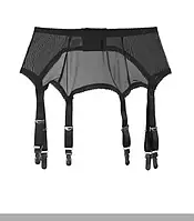 Чорний жіночий широкий пояс ретро з шістьма металевими кріпленнями