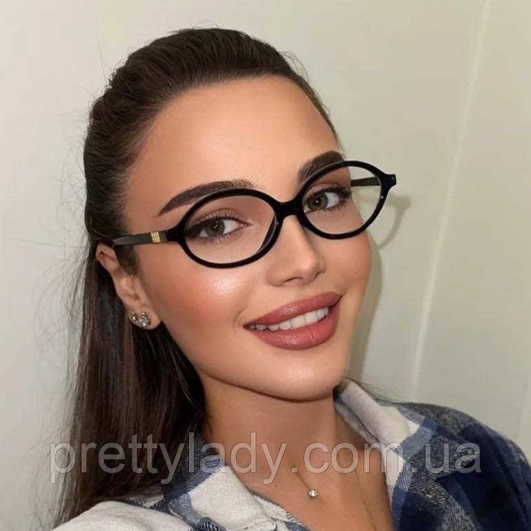 Сонцезахисні окуляри овальні Oculos іміджеві чорні з прозорою лінзою