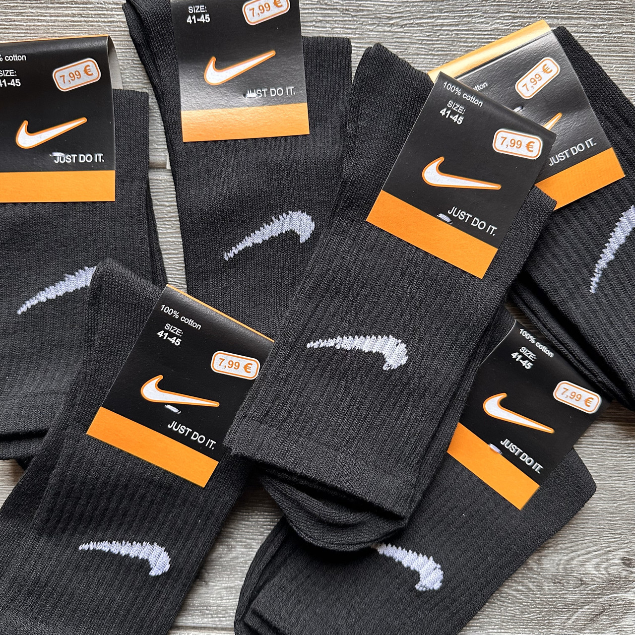 Спортивні шкарпетки Nike (Чорні 12 пар Nike високі чоловічі демісезоні 41-45 р.), фото 1