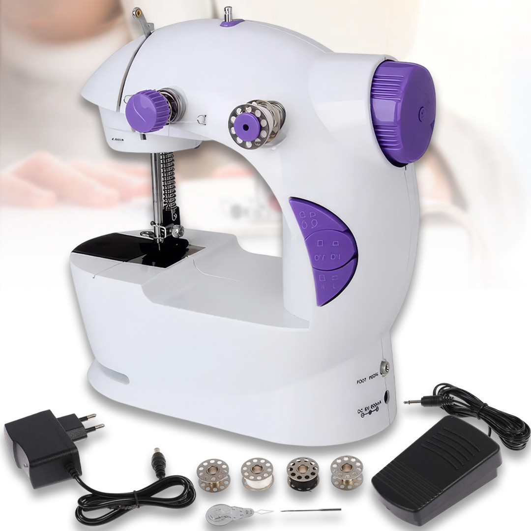 Міні-швейна машинка з живленням від мережі та від батарейок Mini Sewing Machine SM-202 A 6Вт, фото 1