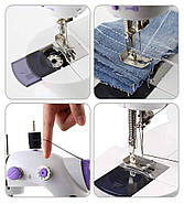 Міні-швейна машинка з живленням від мережі та від батарейок Mini Sewing Machine SM-202 A 6Вт, фото 6
