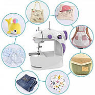 Міні-швейна машинка з живленням від мережі та від батарейок Mini Sewing Machine SM-202 A 6Вт, фото 5