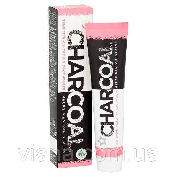 Зубна вугільна паста для чутливих зубів SUPERDRUG Charcoal 75 мл, фото 1