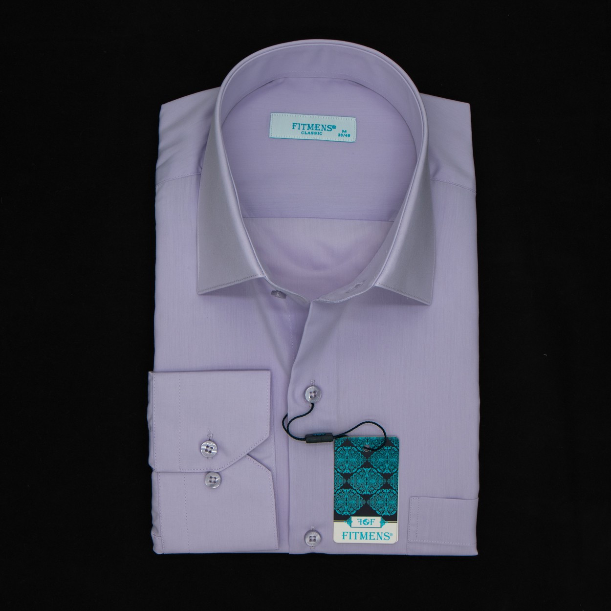 Сорочка чоловіча, прямого покрою, з довгим рукавом, FITMENS FS-000164 E31347 Lila 80% бавовна 20% поліестер