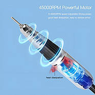 Фрезер для манікюру та педикюру, потужний, професійний з набором насадок SML 68W 45000об M15 Зелений, фото 9