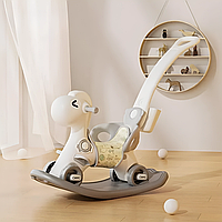 Коник-гойдалка з підсвіткою 3в1 Terrio "Glowy" Сіро-біла