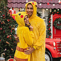 Взрослая мужская пижама кигуруми Пикачу размер на рост: S, M, L, XL. Яркая теплая пижама желтая для дома