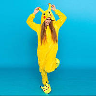 Взрослая женская пижама кигуруми Пикачу размер на рост: S, M, L, XL. Яркая теплая пижама желтая для дома