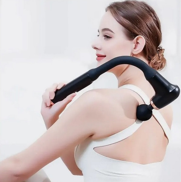 Перкусійний u-подібний портативний масажер для м'язів Fascial Gun Чорний