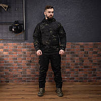 Тактичний костюм чорний мультикам SoftShell