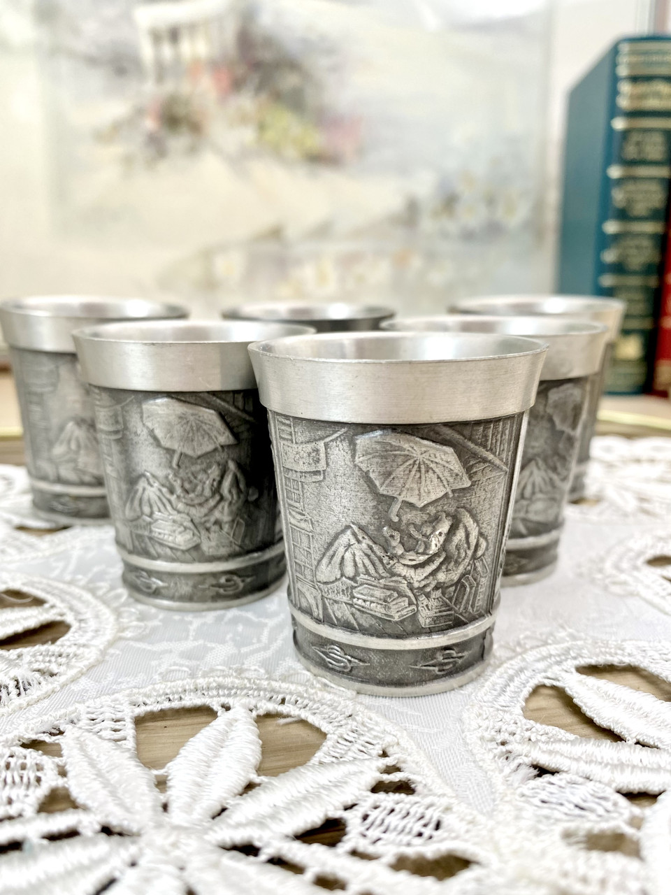 Набір з шести колекційних олов'яних чарок, олово, Німеччина, Карл Шпіцвег