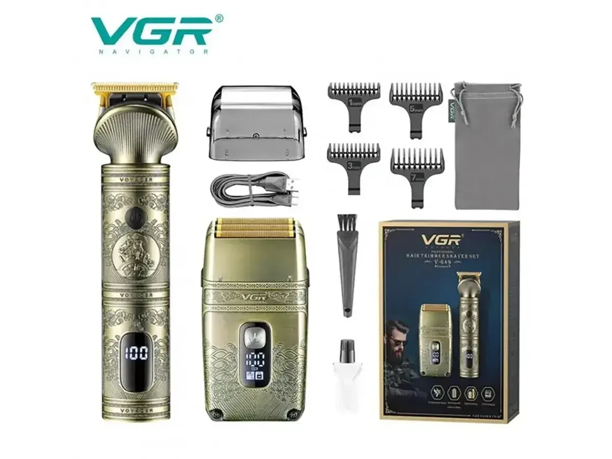 Тример електробритва набір акумуляторна підзарядка від USB VGR V-649 20шт 6416