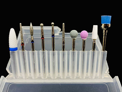 Набір насадок для фрезера, в контейнері для манікюру та педикюру 10шт Х5