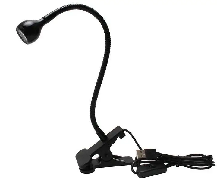 Лампа ліхтарик ультрафіолетова настільна з прищіпкою 5Вт на USB для манікюру та інших завдань УФ Чорна FX-210, фото 1