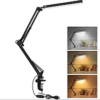 Лампа настільна на струбціні для освітлення скріпленням для дому та офісу 12Вт (з затискачем) USB FX-020