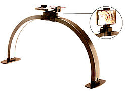 Безтіньова настільна лампа складна "півмісяць" 28Вт  d-22 з тримачем для телефону Чорна