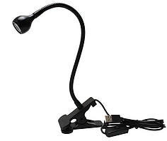 Лампа ліхтарик ультрафіолетова настільна з прищіпкою 5Вт на USB для манікюру та інших завдань УФ Чорна FX-210