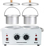 Воскоплав банковий для воску та пасти на 2 банки по 400 мл з терморегулятором SM-187, 200 Вт, білий, фото 3