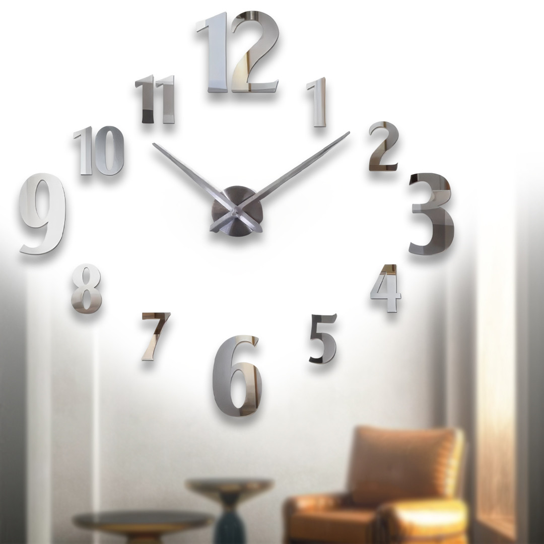 Великі настінні 3D годинники діаметром 120 см на батарейках ZH1725 Сірі, фото 1